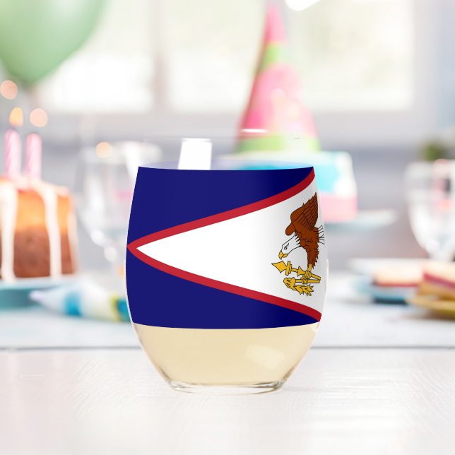 Wine Glass with flag of American Samoa, USA (Insitu (Birthday))