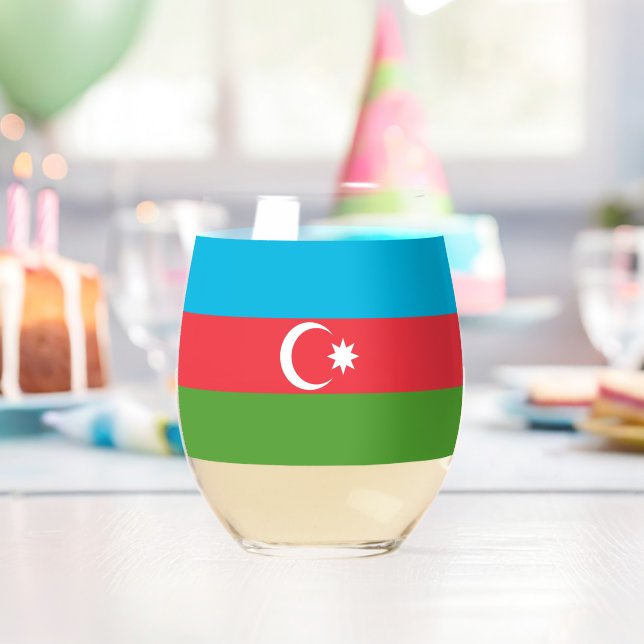 Wine Glass with flag of Azerbaijan (Insitu (Birthday))