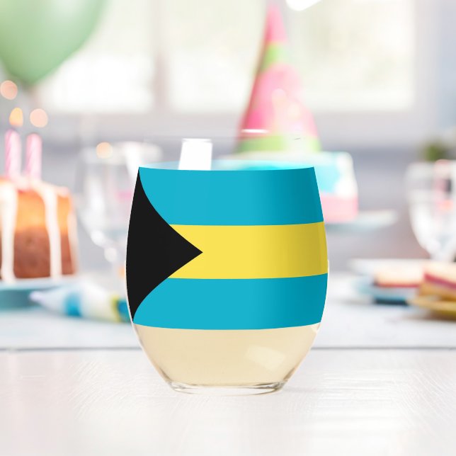 Wine Glass with flag of Bahamas (Insitu (Birthday))