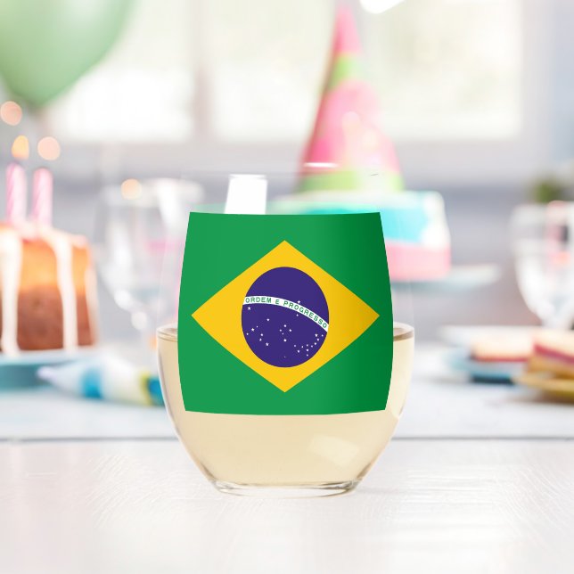 Wine Glass with flag of Brazil (Insitu (Birthday))