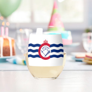 Wine Glass with flag of Cincinnati, USA