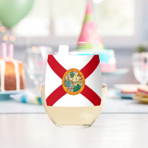 Wine Glass with flag of Florida, USA