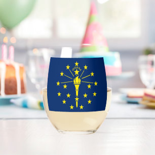 Wine Glass with flag of Indiana, USA
