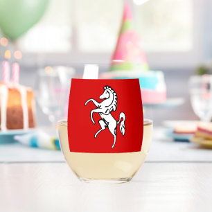 Wine Glass with flag of Kent County, England