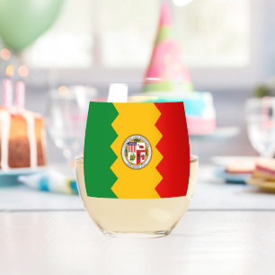 Wine Glass with flag of Los Angeles, USA