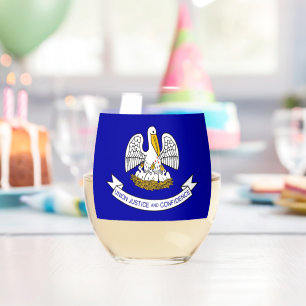 Wine Glass with flag of Lousiana, USA