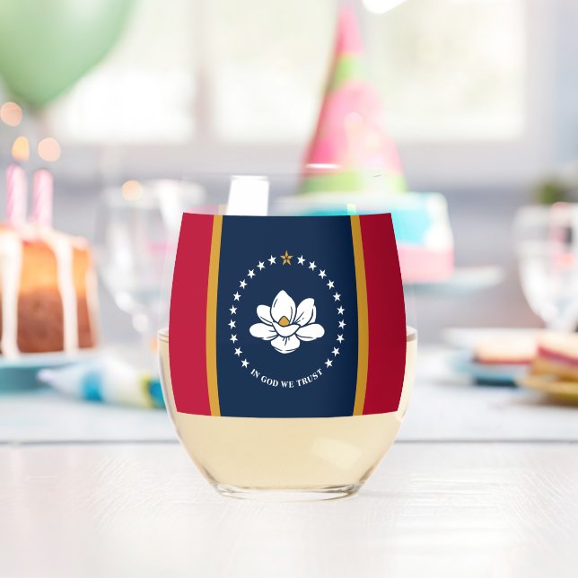Wine Glass with flag of Mississippi, USA (Insitu (Birthday))