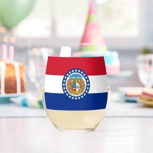 Wine Glass with flag of Missouri, USA