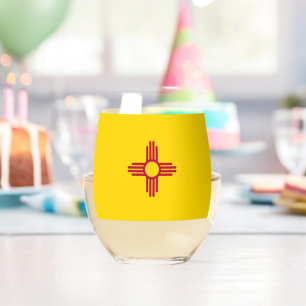 Wine Glass with flag of New Mexico, USA