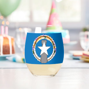 Wine Glass with flag of Northern Mariana, USA