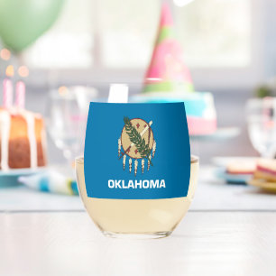 Wine Glass with flag of Oklahoma, USA