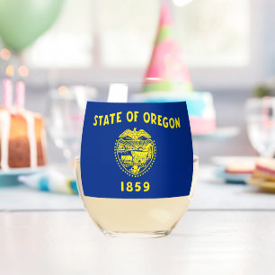 Wine Glass with flag of Oregon, USA