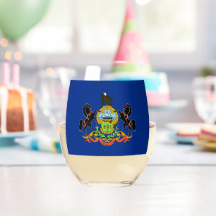 Wine Glass with flag of Pennsylvania, USA