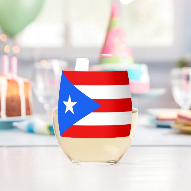 Wine Glass with flag of Puerto Rico, USA (Insitu (Birthday))