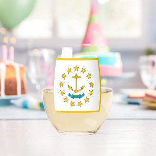Wine Glass with flag of Rhode Island, USA