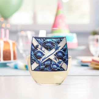 Wine Glass with flag of Scottish Thistles