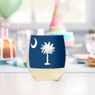 Wine Glass with flag of South Carolina, USA