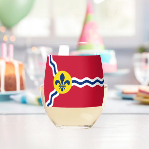 Wine Glass with flag of St. Louis, USA