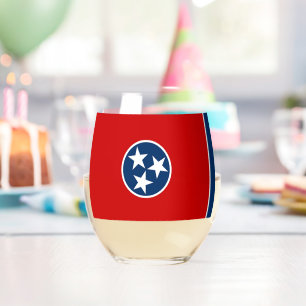 Wine Glass with flag of Tennessee, USA