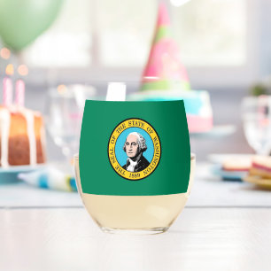 Wine Glass with flag of Washingtond State, USA