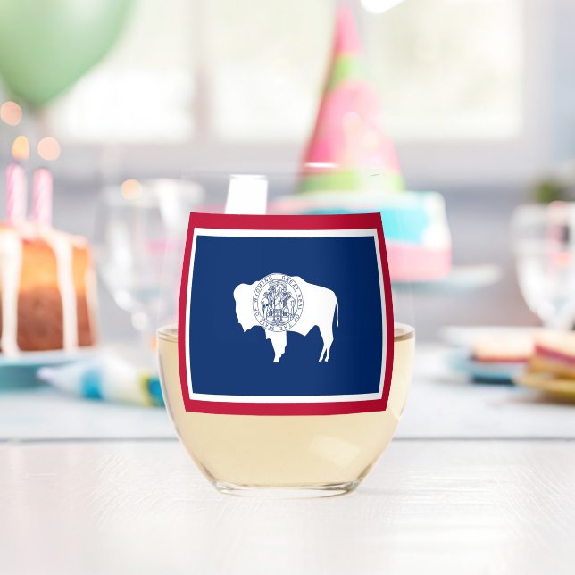 Wine Glass with flag of Wyoming, USA (Insitu (Birthday))