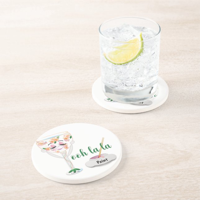 Wine Glass with Personality Coaster (Side)