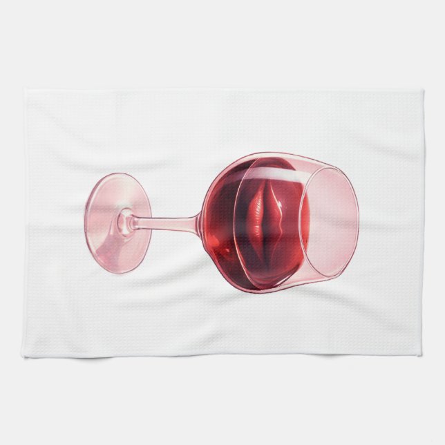 Wine Glass with Red Lips Cocktail Napkins  (Horizontal)