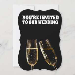 WINE GLASSES BLACK WEDDING CUSTOM INVITATIONS 