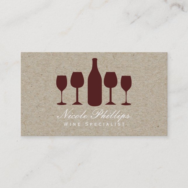 Wine Glasses & Bottle Vinyard Winery Business Card (Front)