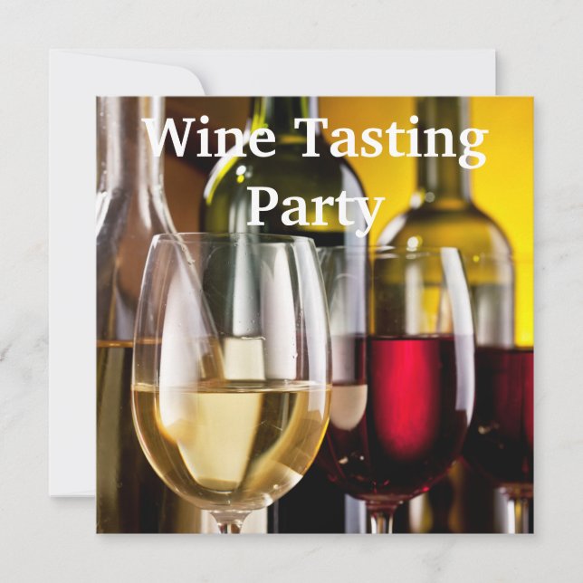Wine Glasses Bottles Wine Tasting Party Invitation (Front)