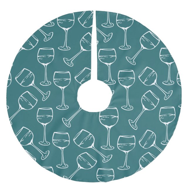 WINE GLASSES BRUSHED POLYESTER TREE SKIRT (Front)