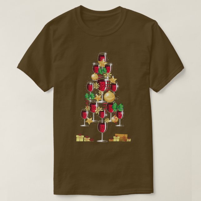 Wine Glasses Christmas Tree - Funny Drinking Illus T-Shirt (Design Front)