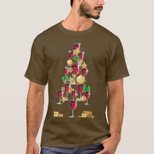 Wine Glasses Christmas Tree - Funny Drinking Illus T-Shirt