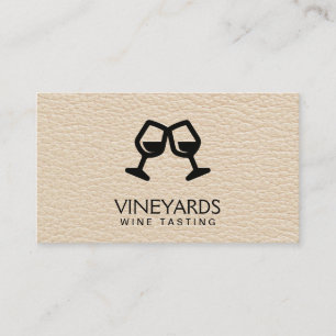 Wine Glasses   Leather Texture Business Card