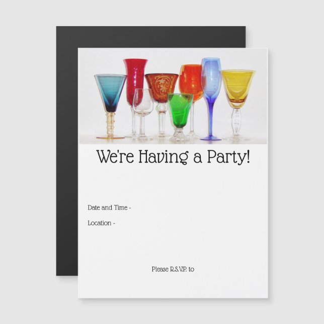 Wine Glasses Magnetic Invitation (Front/Back)
