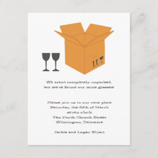 Wine Glasses & Moving Box- Housewarming Invitation