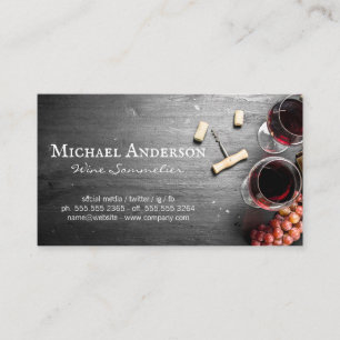 Wine Glasses on Table Cork Wine Opener Business Card