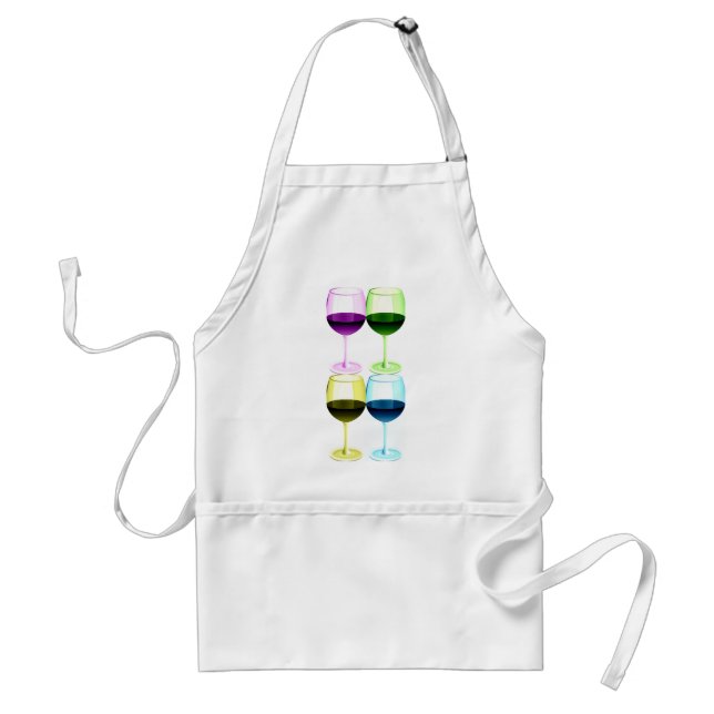 WINE GLASSES PASTEL COLLAGE PRINT STANDARD APRON (Front)