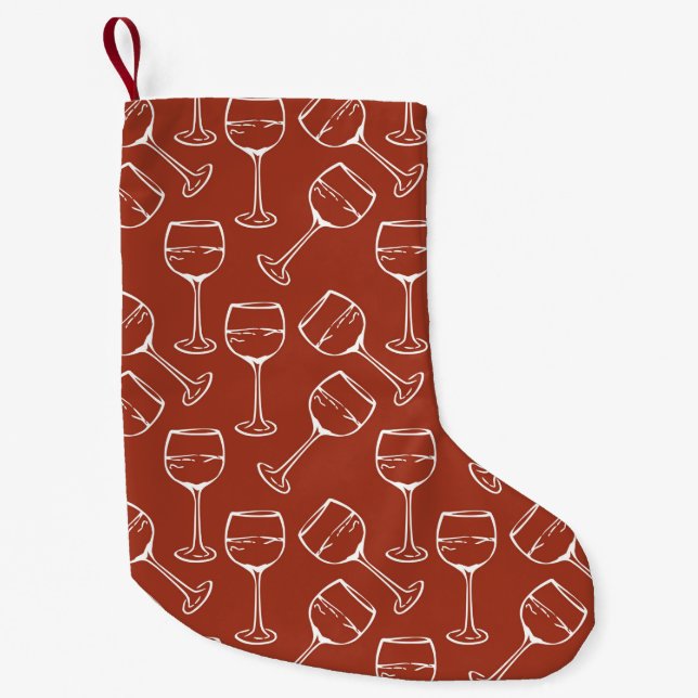WINE GLASSES SMALL CHRISTMAS STOCKING (Front)