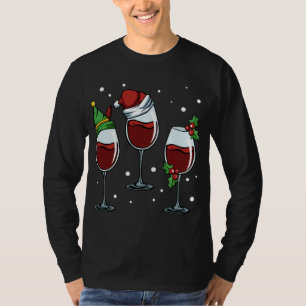 Wine Glasses Sweet Cute Have Fun Christmas Celebra T-Shirt