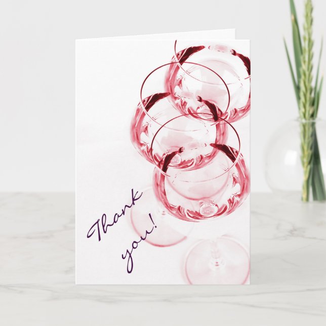 Wine glasses wine themed thank you card (Front)