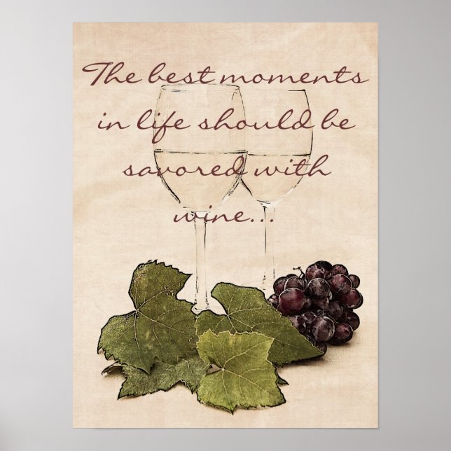 wine glasses with grapes poster (Front)