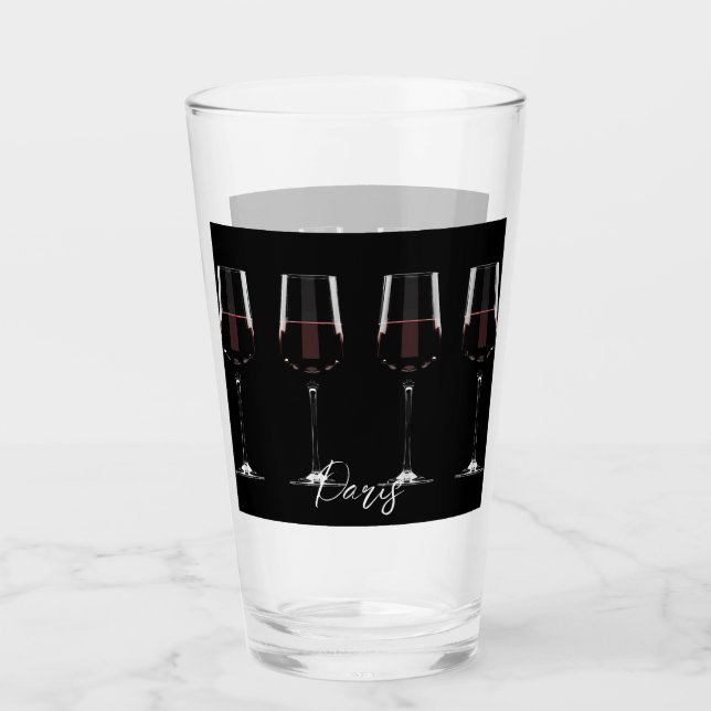 Wine glasses with red wine on black (Front)