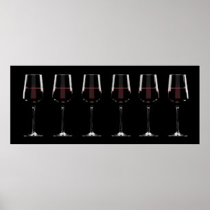 Wine glasses with red wine on black poster