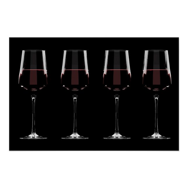 Wine glasses with red wine on black poster (Front)
