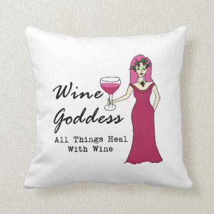 Wine Goddess "All Things Heal" Throw Pillow