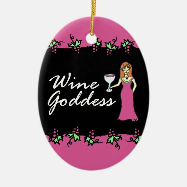 Wine Goddess Divine Grapevine w/Custom Message Ceramic Tree Decoration (Front)