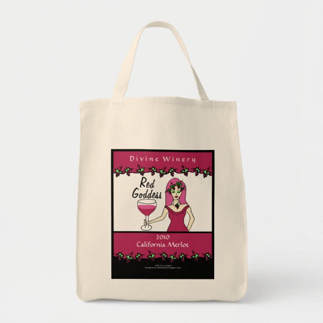 Wine Goddess Red Goddess Custom Wine Label Tote Bag (Front)