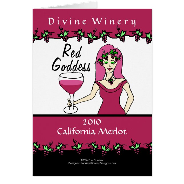 Wine Goddess Red Goddess Faux Wine Label Poster (Front)