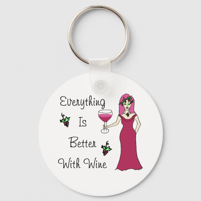 Wine Goddess Simply Divine "Better With Wine" Key Ring (Front)